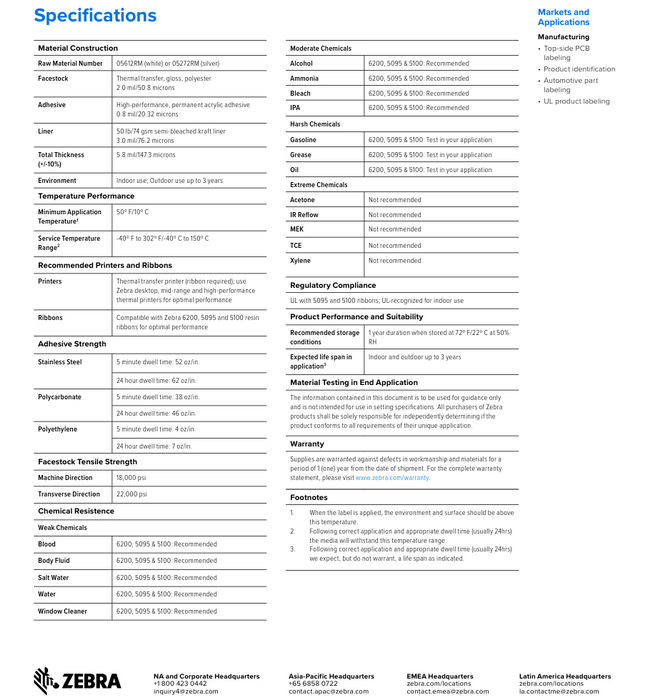 Zebra Z-Ultimate 3000T White