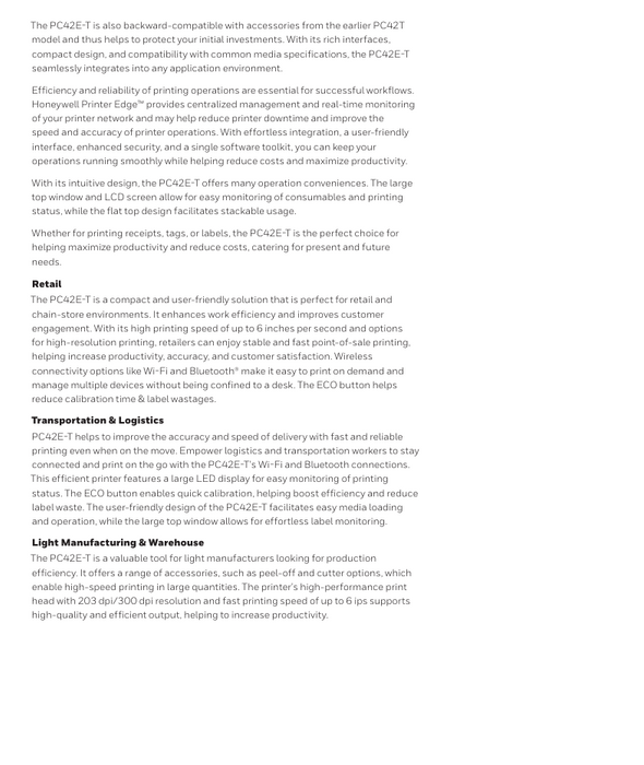 Honeywell PC42E-T Desktop Thermal Transfer Barcode Printer