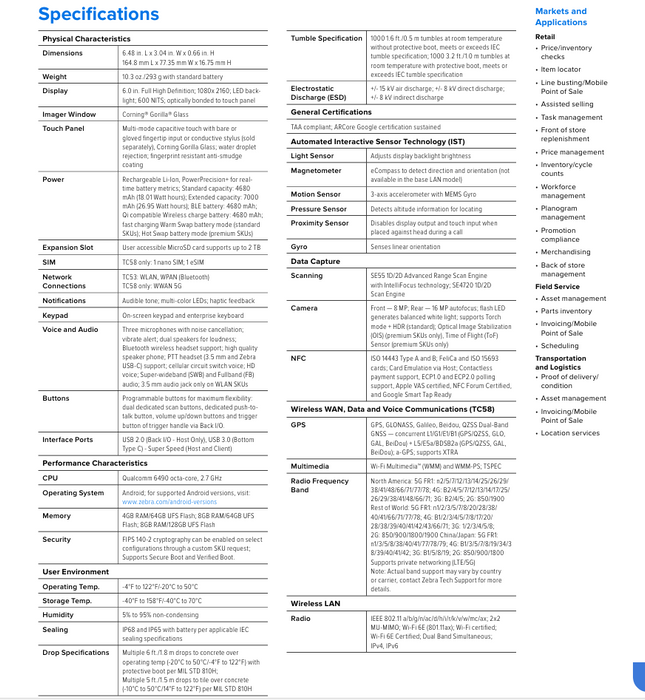 Zebra TC58 Rugged Mobile Computers