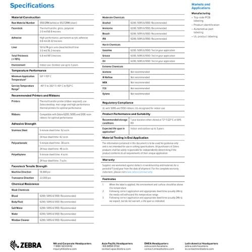Zebra Technologies LABEL & Tags Zebra Z-Ultimate 3000T White